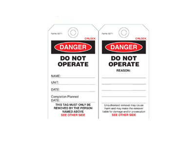 Danger Do Not Operate Tag - SDT-1 5 Pack