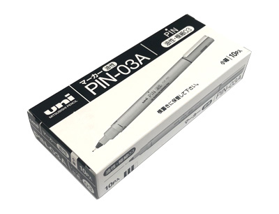 Tag Pen / Fine Permanent Marker Uni PIN-03A 10 Pack